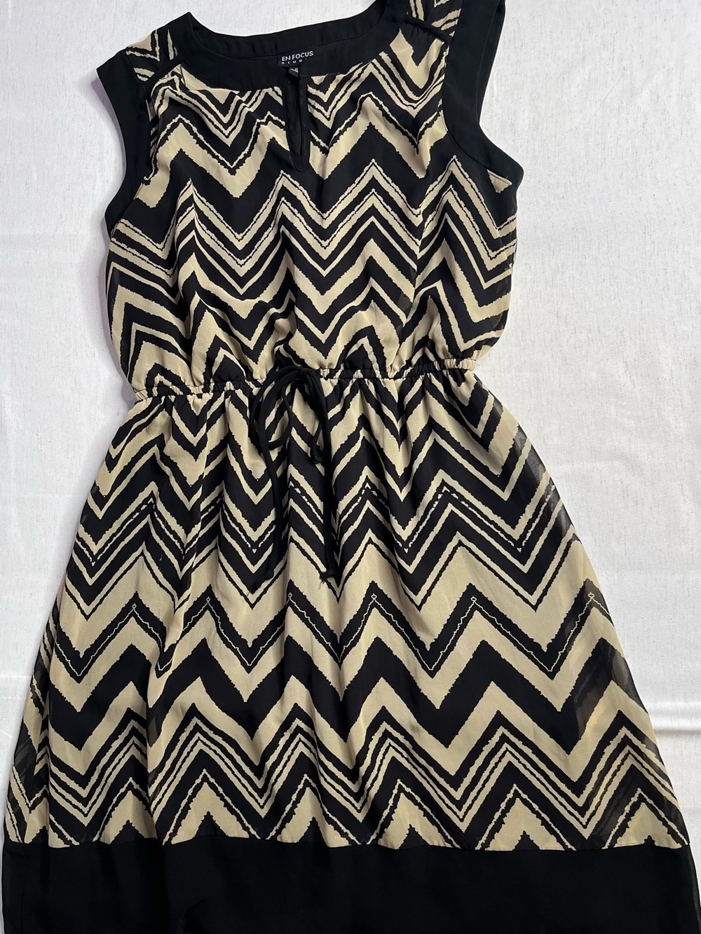 Enfocus Studio Chevron Sleeveless Dress - Black & Cream Women's Size 8
